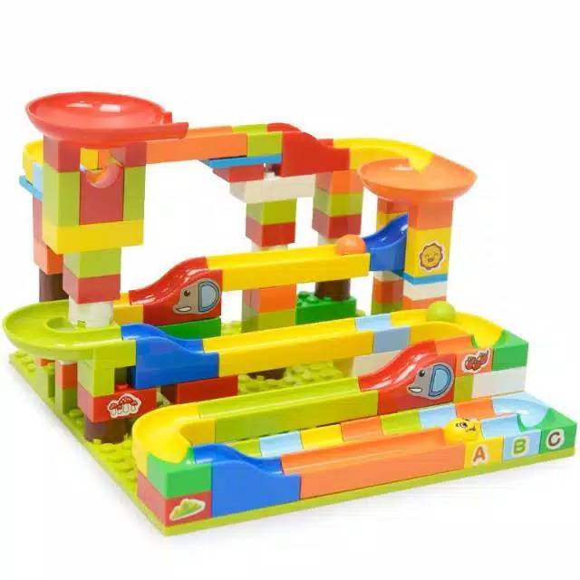 [MS]125PCS MAINAN BALOK SUSUN MARBLE RUN / MAINAN BALOK SUSUN LENGKAP RAIL DAN BOLA / UKURAN BALOK SUSUN CLASSIC