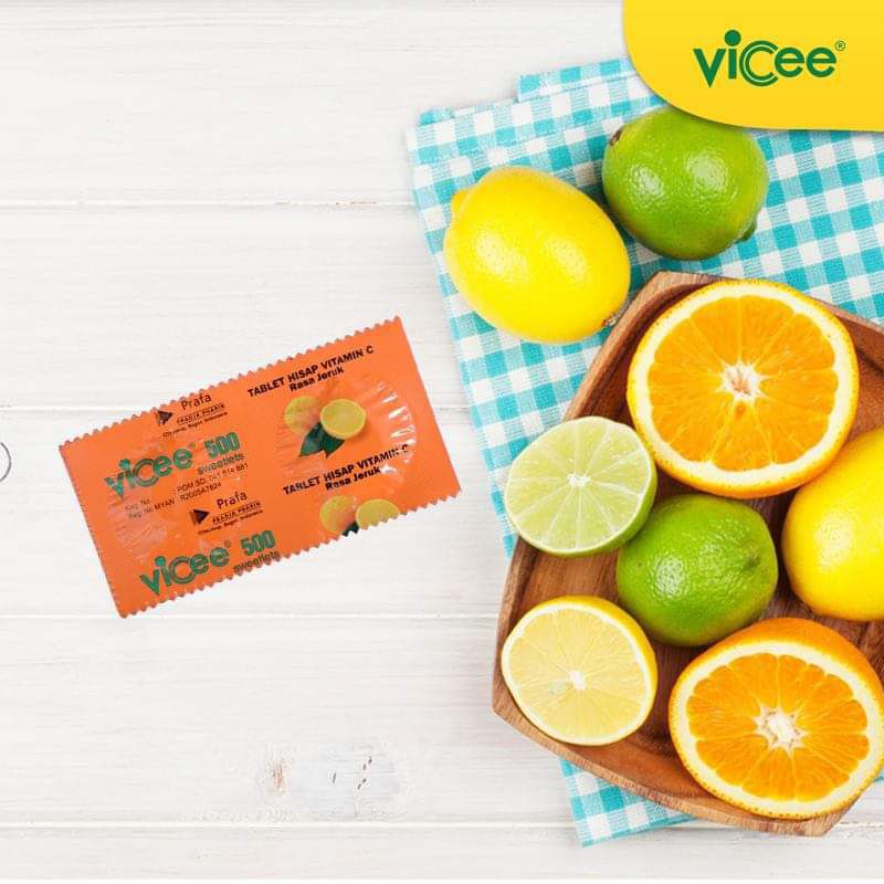 VICEE VITAMIN C HISAP 500 MG RASA LEMON ORANGE ANGGUR STRAWBERRY