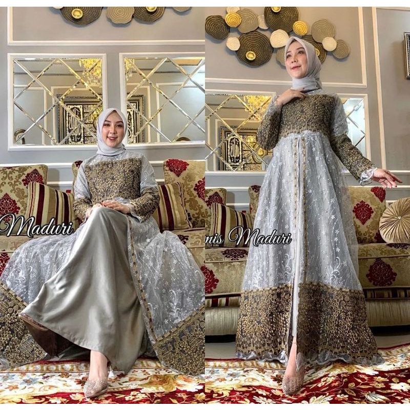 Gamis Maduri Tulle Bordir Krancang Full Original Butik