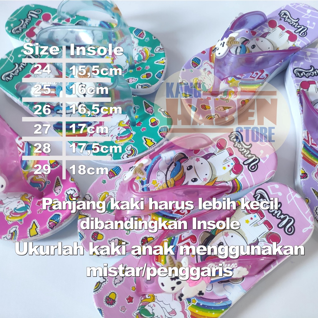 Sandal Jepit Anak Kecil Perempuan Gambar Karakter Unicorn Dulux 283DUNC