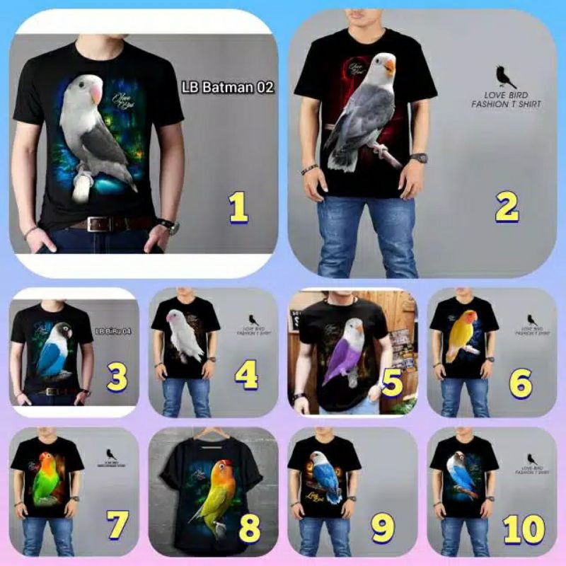 KAOS TSHIRT LOVEBIRD / LOVE BIRD KAOS PECINTA BURUNG KICAU MANIA PREMIUM