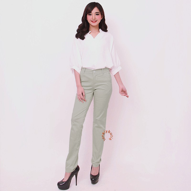 Lovely Office Celana  Chino Wanita/Celana Kerja Wanita - SILVER