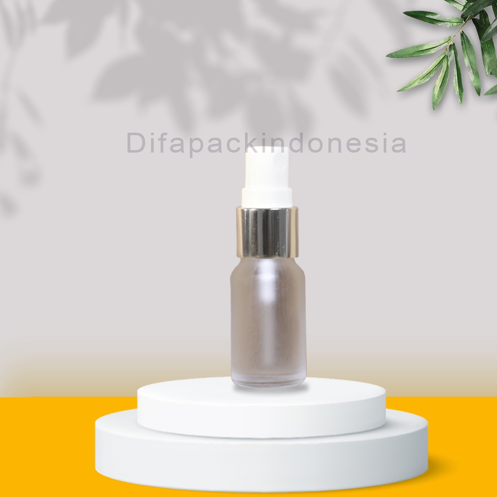 Botol Spray 10ml Kaca Silver Frosted