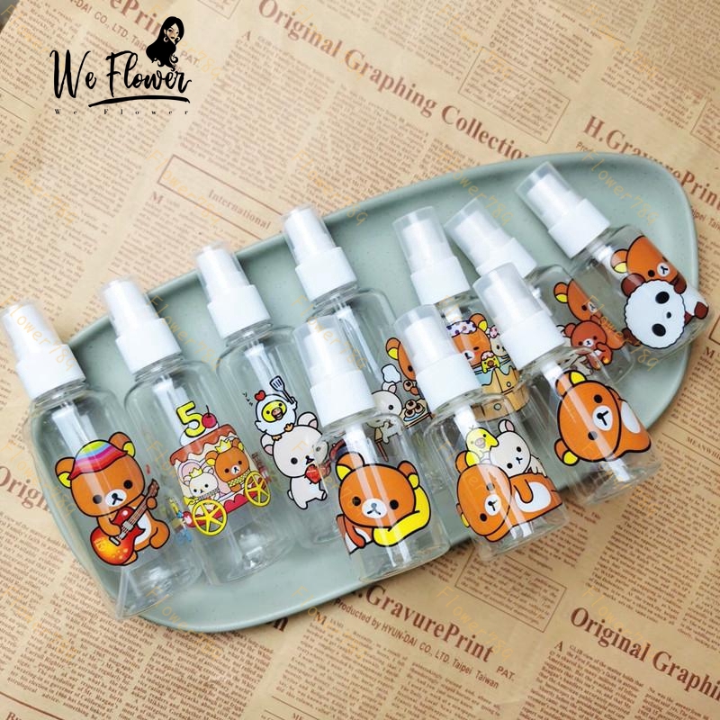 Botol Spray Kosong Portable Bahan Plastik Transparan Motif Kartun Rilakkuma Isi Ulang 50ml/100ml