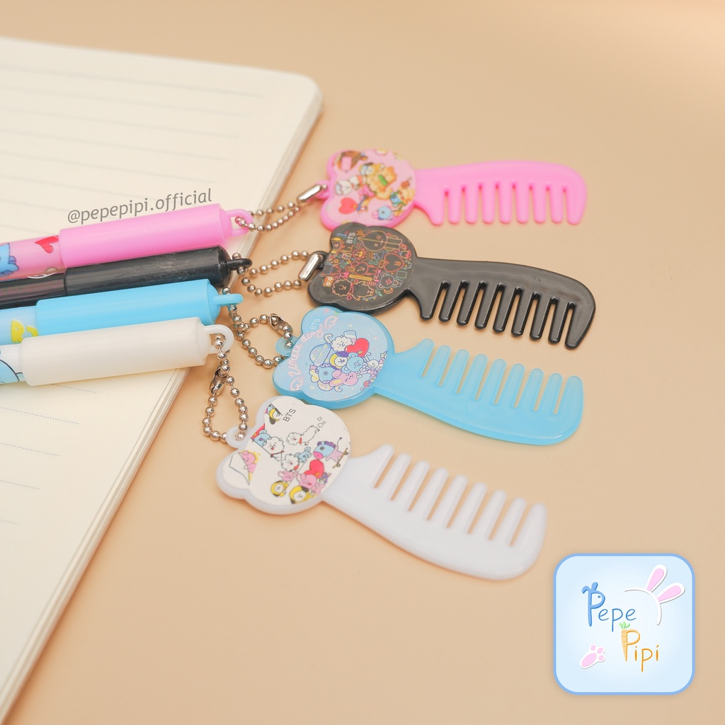 Pena Gel Sisir BT Boy Band Korea FAMILY Pen Bolpen Pulpen Gelpen Campur Karakter Army Korea