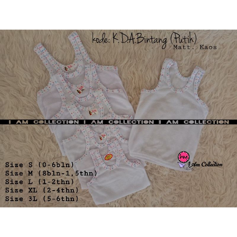 AM | Kaos Dalam Anak Putih Tutul Bintang Merah Biru
