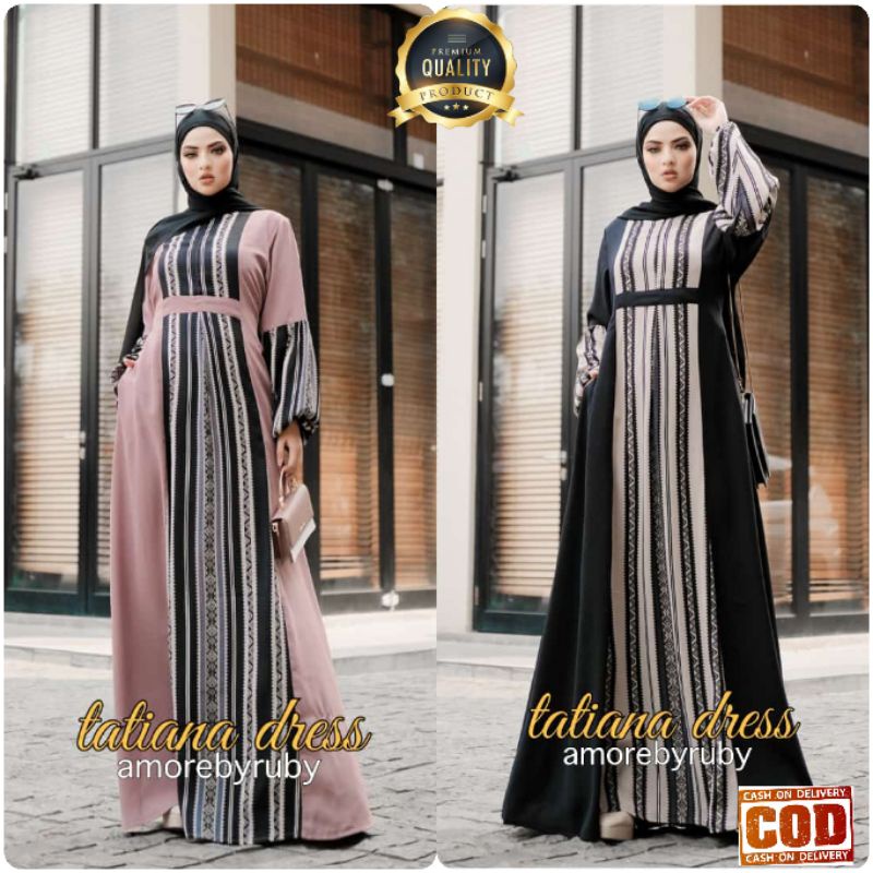 Dress Kondangan Terbaru Gamis Tatiana Original Brand Amore by Ruby Maxi Cantik Elegant Fashion Musli