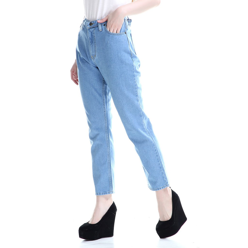 Dazina Celana Boyfriend Jeans Tebal Wanita - Ice blue