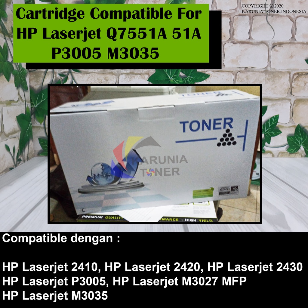 Cartridge Compatible Printer HP Laserjet Q7551A 51A P3015 P3005 M3035