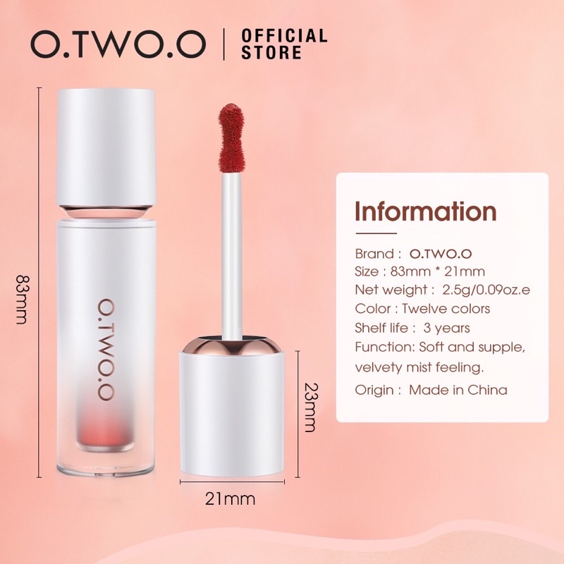 O.TWO.O Lipstick Velvet Matte Silky Smooth Lip Cream Liptint Makeup Long-lasting