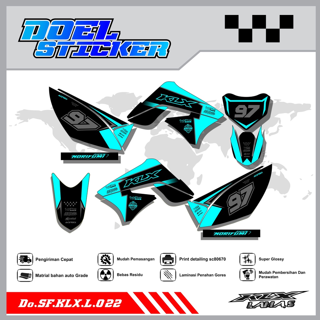 Sticker Striping Honda KLX L , S Lama List Variasi Hologram , Crome Doel 022