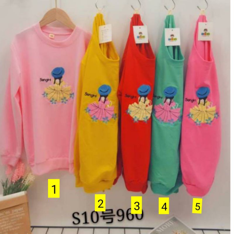 8-12 th Kaos Anak Cewek Model Sweater Atasan Anak ...