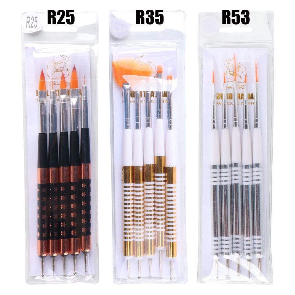 R-flower Nails Art Dotting Pen Alat Aksesoris Kuku Gel Brushes 2in1 Double Head