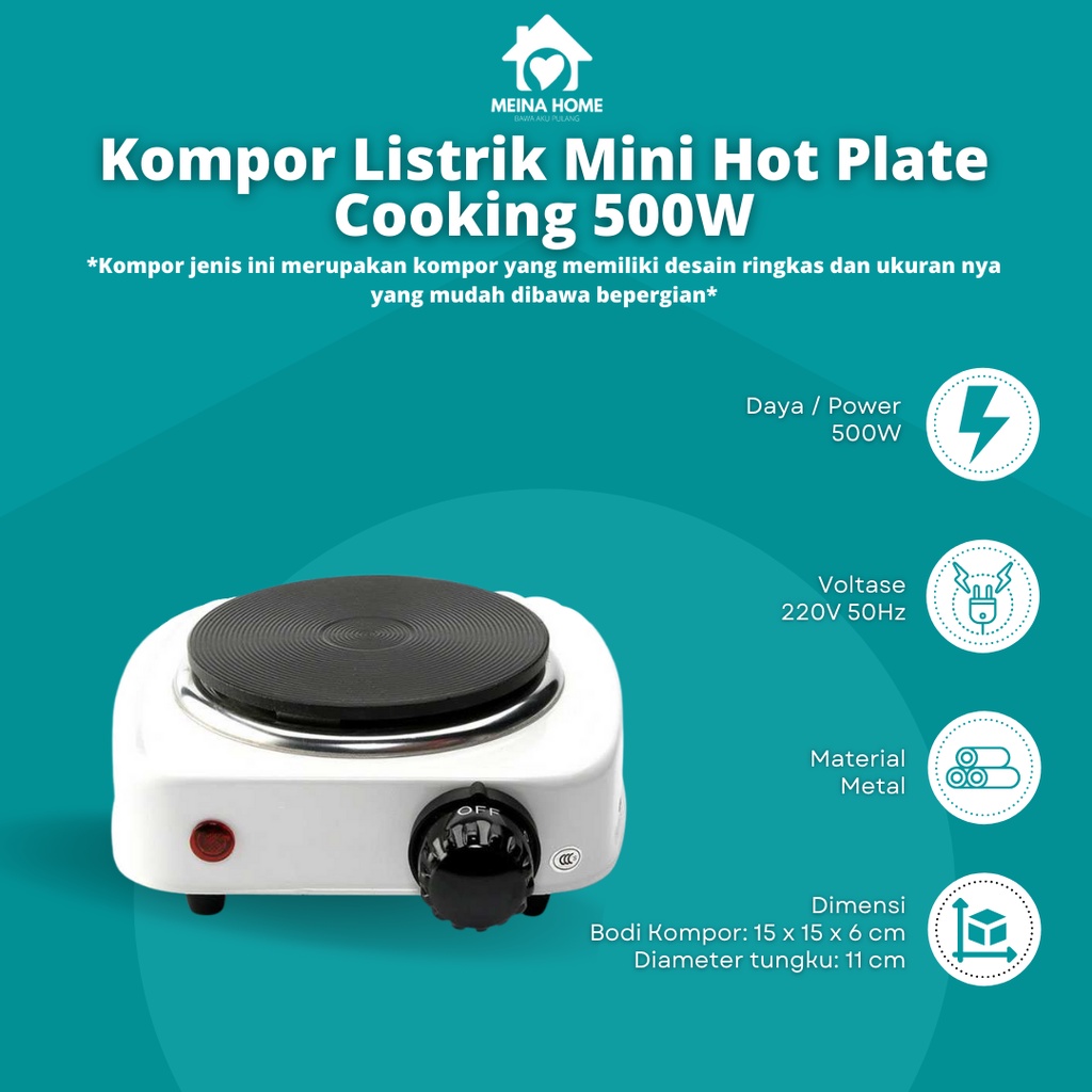 KOMPOR PORTABLE / MINI HOT PLATE COOKING MULTIFUNGSI / KOMPOR LISTRIK MINI SERBAGUNA 500W