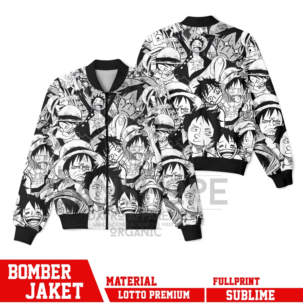 JAKET BOMBER ANIME ONE PIECE D LUFFY FULLPRINT