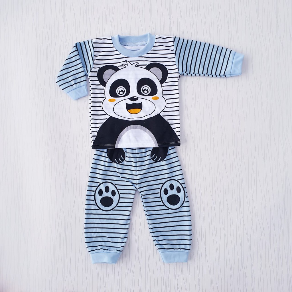 setelan piyama anak unisex cewe  cowo salur panda