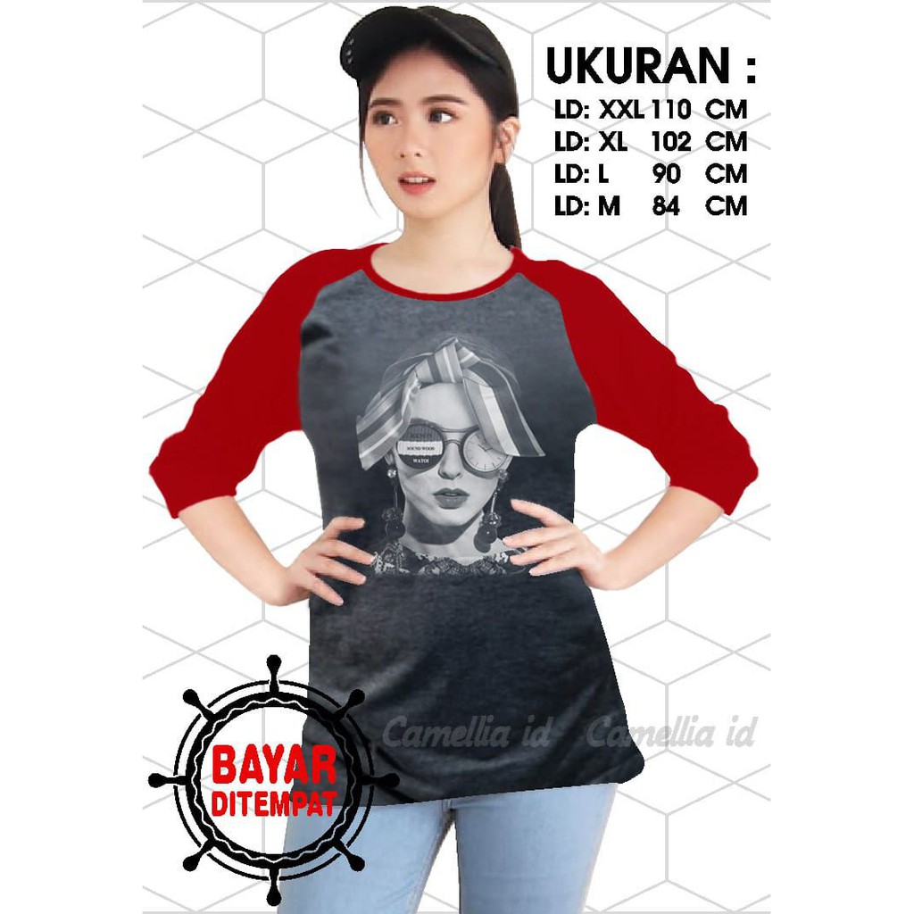 Kaos Raglan (CEWE PITA)/Kaos WaNITA 3/4/ Kaos Wanita/ Kaos Cewek/ Kaos Oblong/Misty