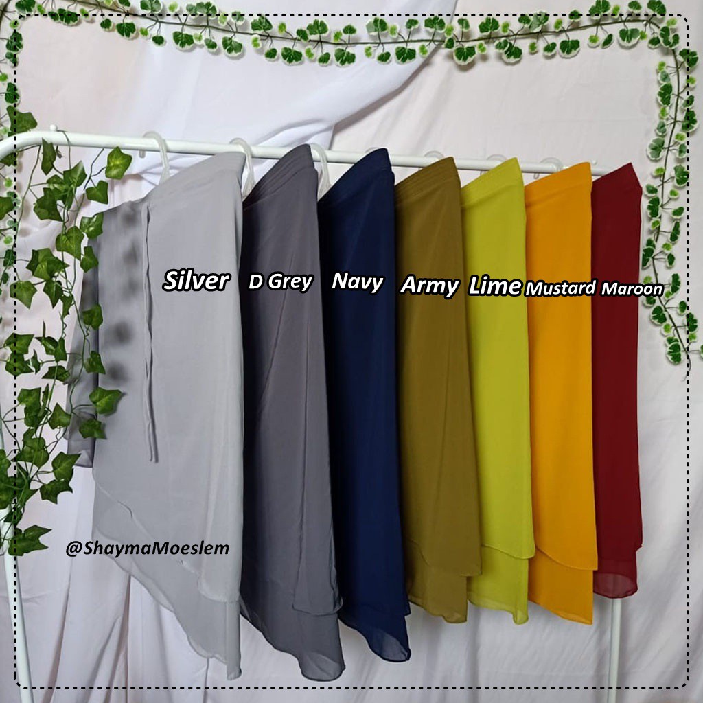 Khimar 2 Layer Ceruty Pet Antem Tali Belakang / Khimar 2Layer Rubiah