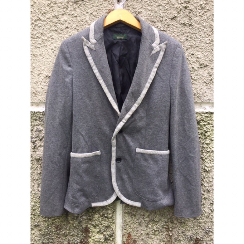 blazer jas zara man pria cowok abu preloved second original