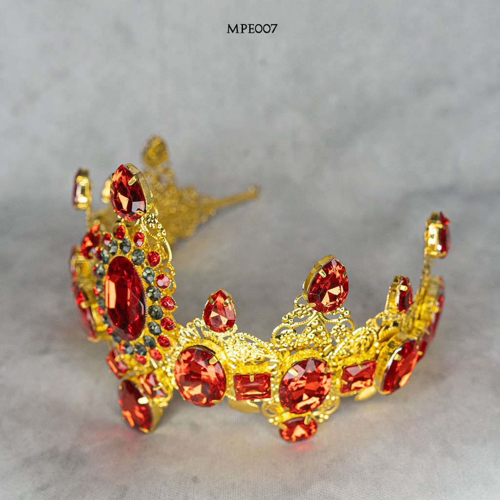 [TOKO TERPERCAYA] AKSESORIS CROWN MAHKOTA PESTA CRYSTAL RED DIAMOND WANITA MPE007