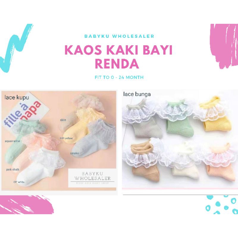 Kaos kaki bayi balita renda pita / Kaos kaki renda anak