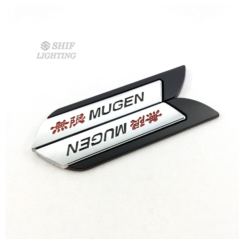 2Pcs Stiker Emblem / Badge Motif mugen Logo Emas Bahan Metal untuk Dekorasi Mobil Honda