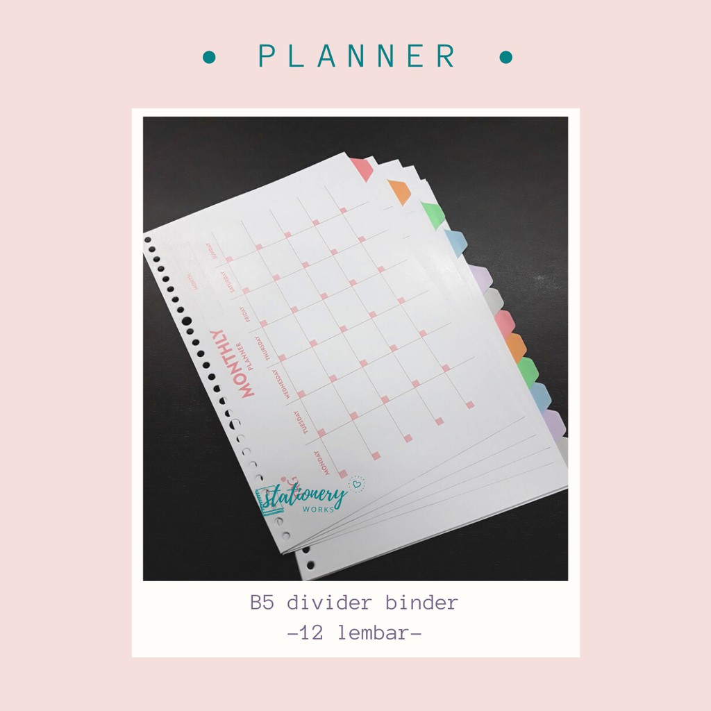 

Binder divider loose leaf B5 A5 - Pembatas binder - Monthly Planner - To do list planner