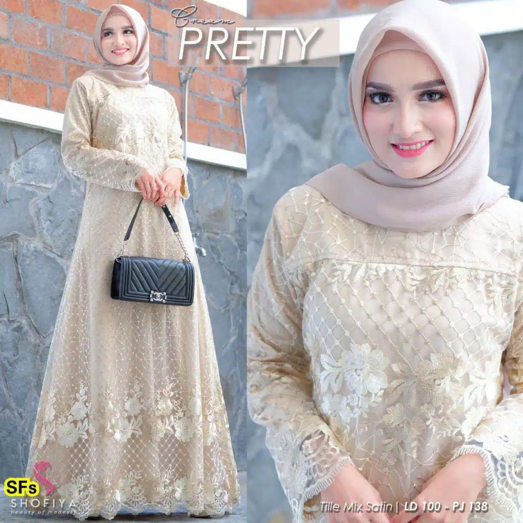 Gamis Brukat Pretty Geraldine Baju Muslim Wanita Jumbo Gamis Brukat Tile Anak Perempuan Remaja Dewas