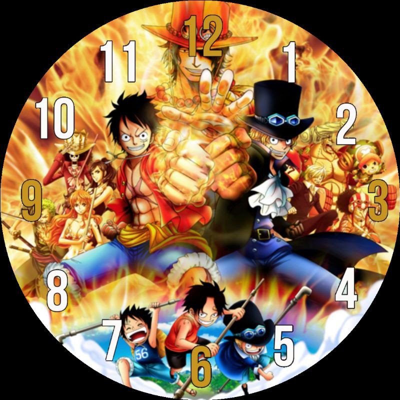 jam dinding  karakter  one piece,jam dinding kayu one piece