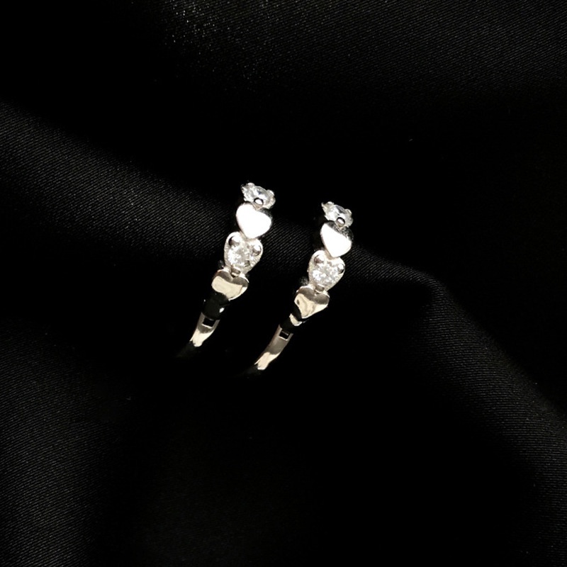 Anting Stud S925 Sterling Silver Bentuk Hati Aksen Kristal Berlian Gaya Korea Untuk Wanita