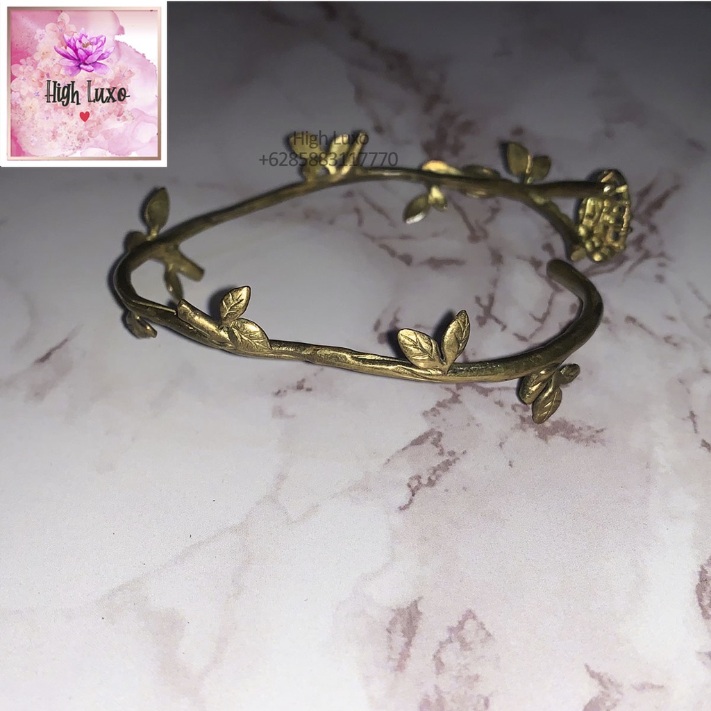 Gelang Tarnished Gold Daun Leaf Leaves Tarnish Emas Lux Luxury Mewah Fashion Bracelet Color IMPOR IM