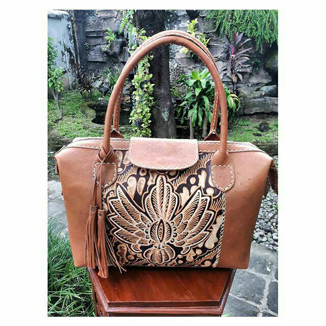 Tas Tangan Handbag Kulit Lukis Motif Batik