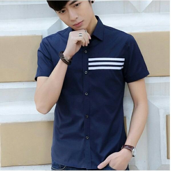 TOTOTAshop.Kemeja DONNY pria.M-L-XL slimfit,lengan pendek bahan cotton stretch,Real pict