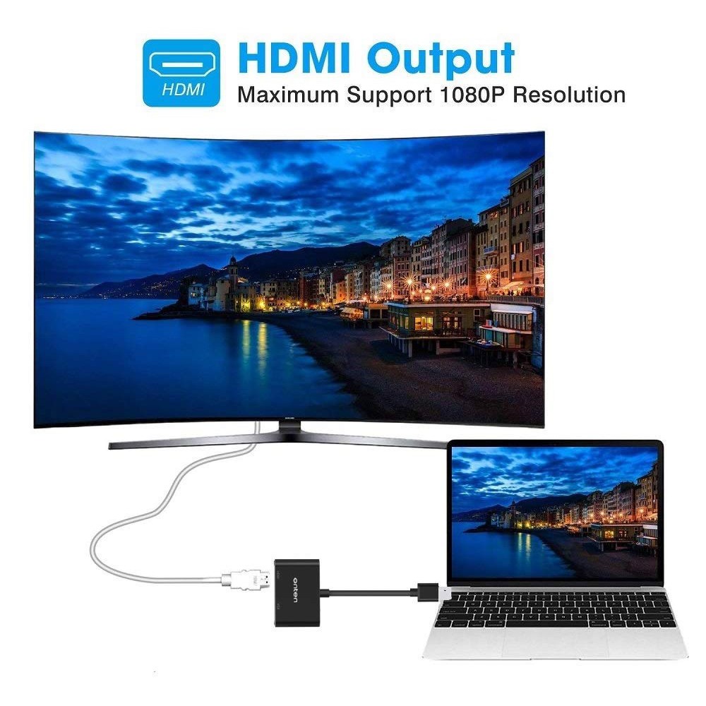 ONTEN OTN-5021B - USB 3.0 to HDMI and VGA Display Adapter Converter - Adapter USB ke HDMI &amp; VGA