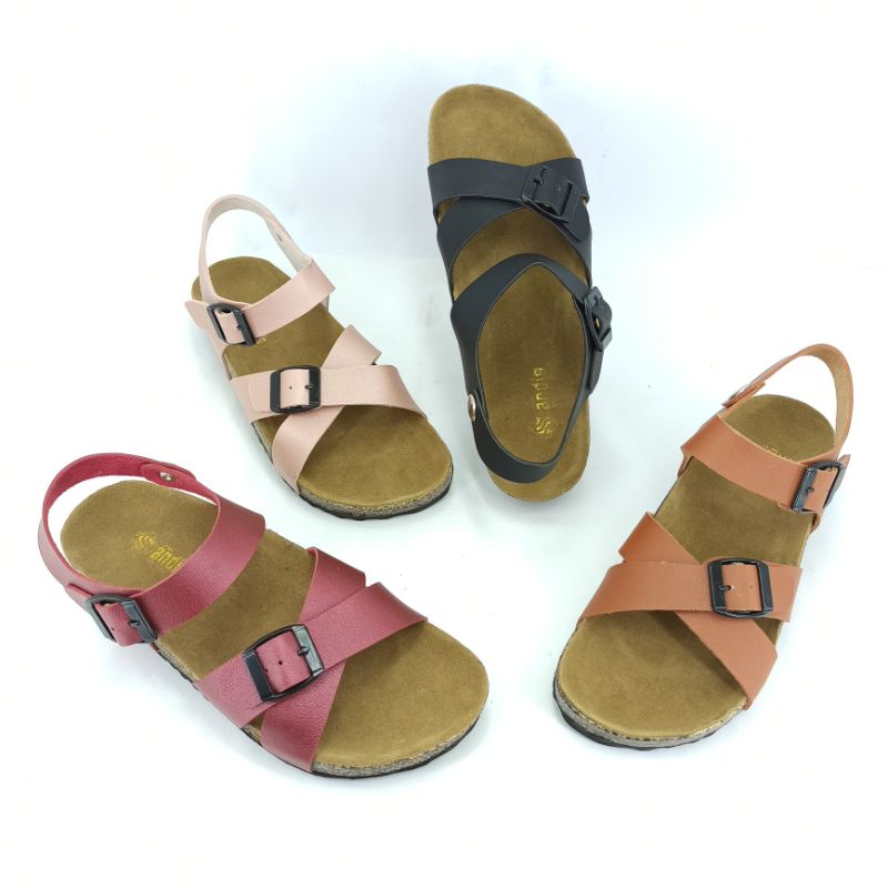 Sandal Wanita Casual Sendal Slop Puyuh Model Gesper Kekinian Andis AF20