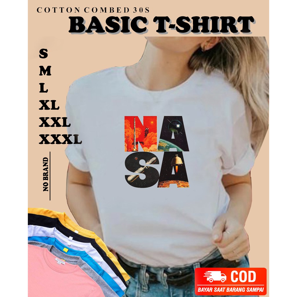 Baju Nasa Bahan Premium - Kaos Distro Pakaian Atasan Pria Wanita Oversize