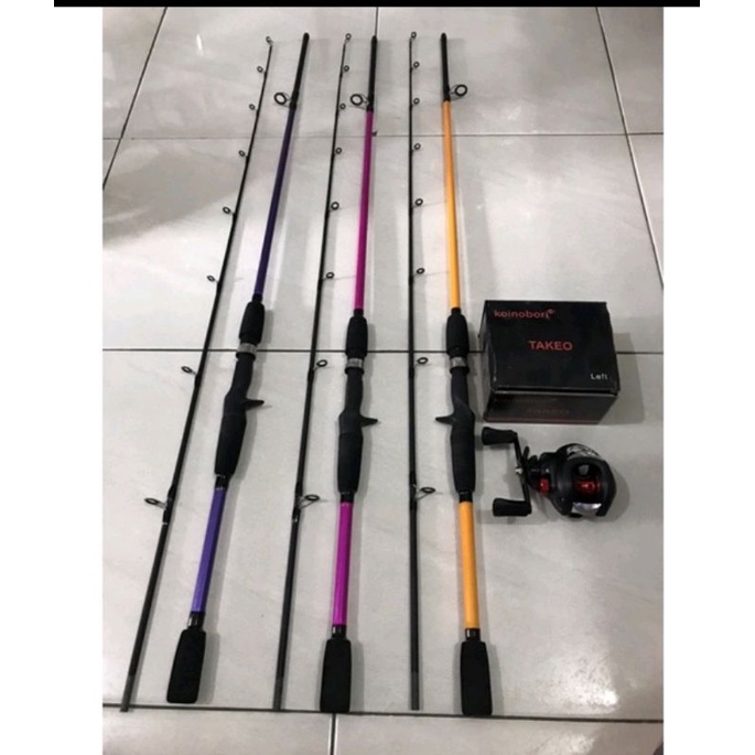 joran pancing set bc baitcasting dan reel bc