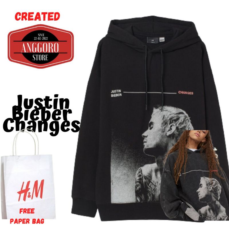 12.12 Hoodie Pria & Wanita H&M Justin Bieber Changes Free Paper Bag Full Tag
