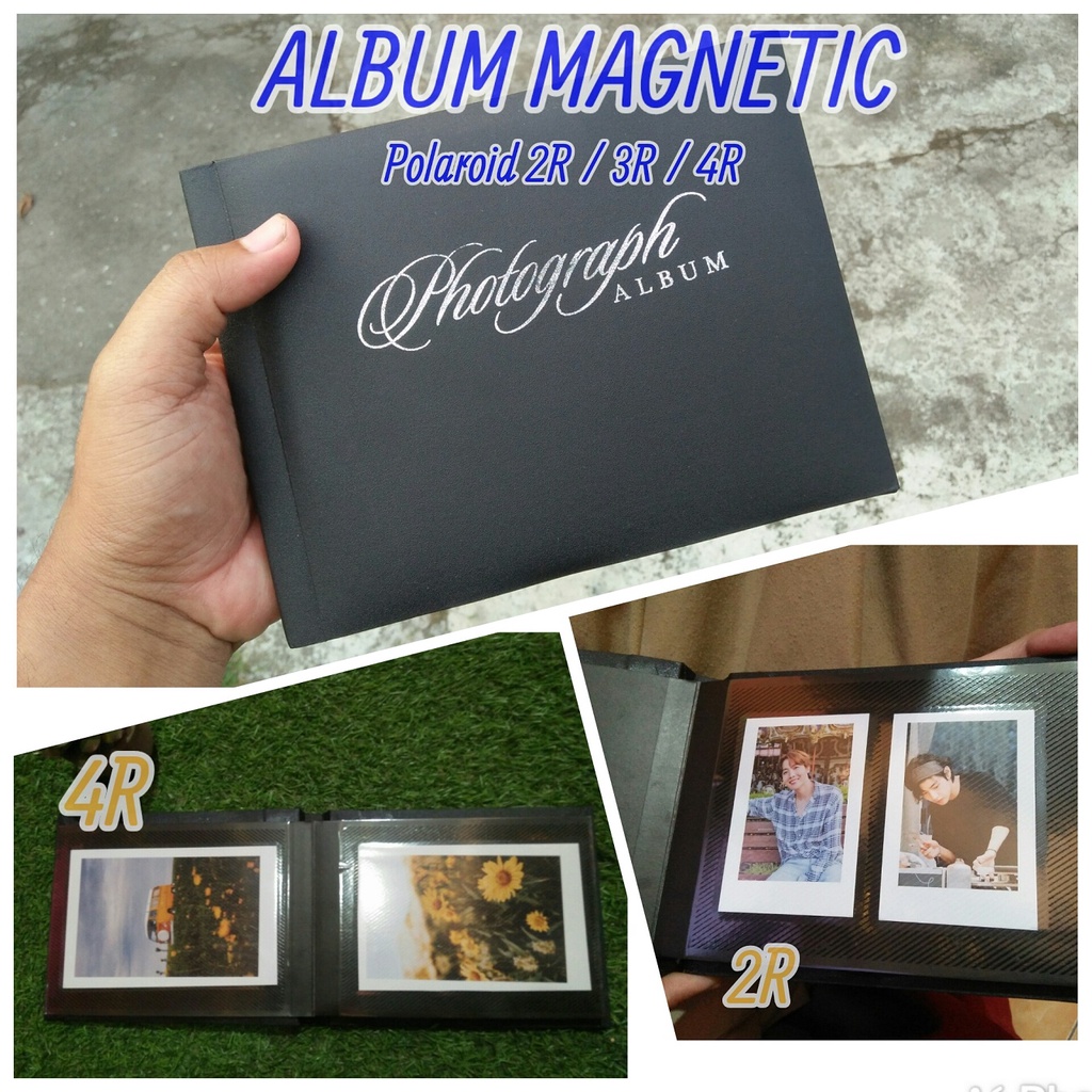 Album Mini Foto Polaroid 2R 3R 4R Magnetik Blacksheet Photocard