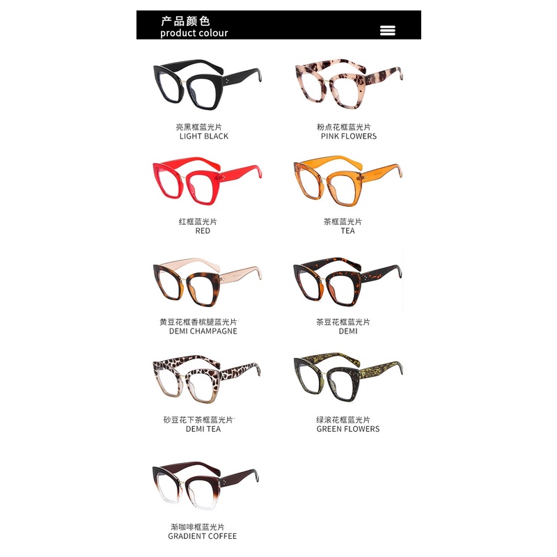 （YUZHU）COD Kacamata Retro Hip Hop Western Fashion Cat Eye Kacamata Warna-warni untuk Wanita