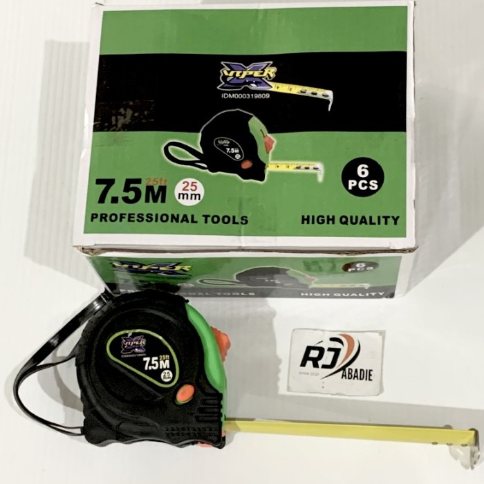 [6PCS] Meteran Karet Roll Meter Rubber Measuring Tape VIPER 7.5 M