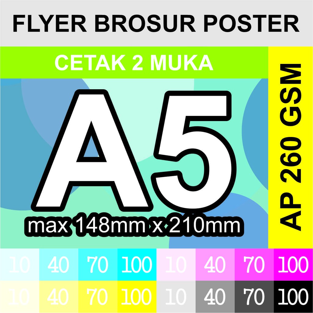 

Brosur Flyer Leaflet Poster - A5(148x210mm) - 2sisi - FULCOLOR - AP260 - [per RIM = 500 lbr]