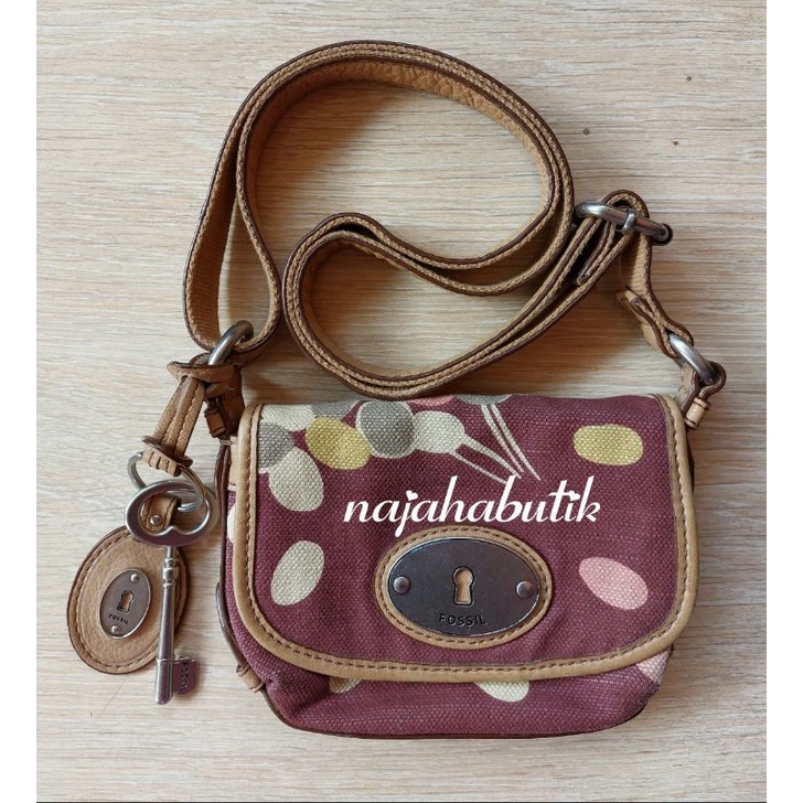 tas fossil maddox mini flap sling balloon preloved rare