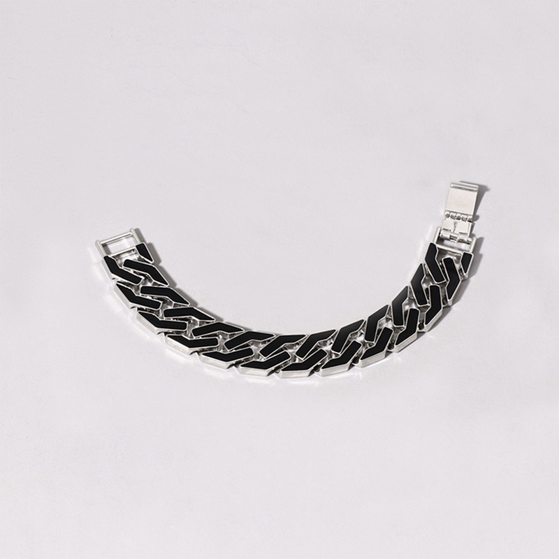 Fancyqube Gelang Tangan Lebar Bahan Stainless Steel Warna Hitam