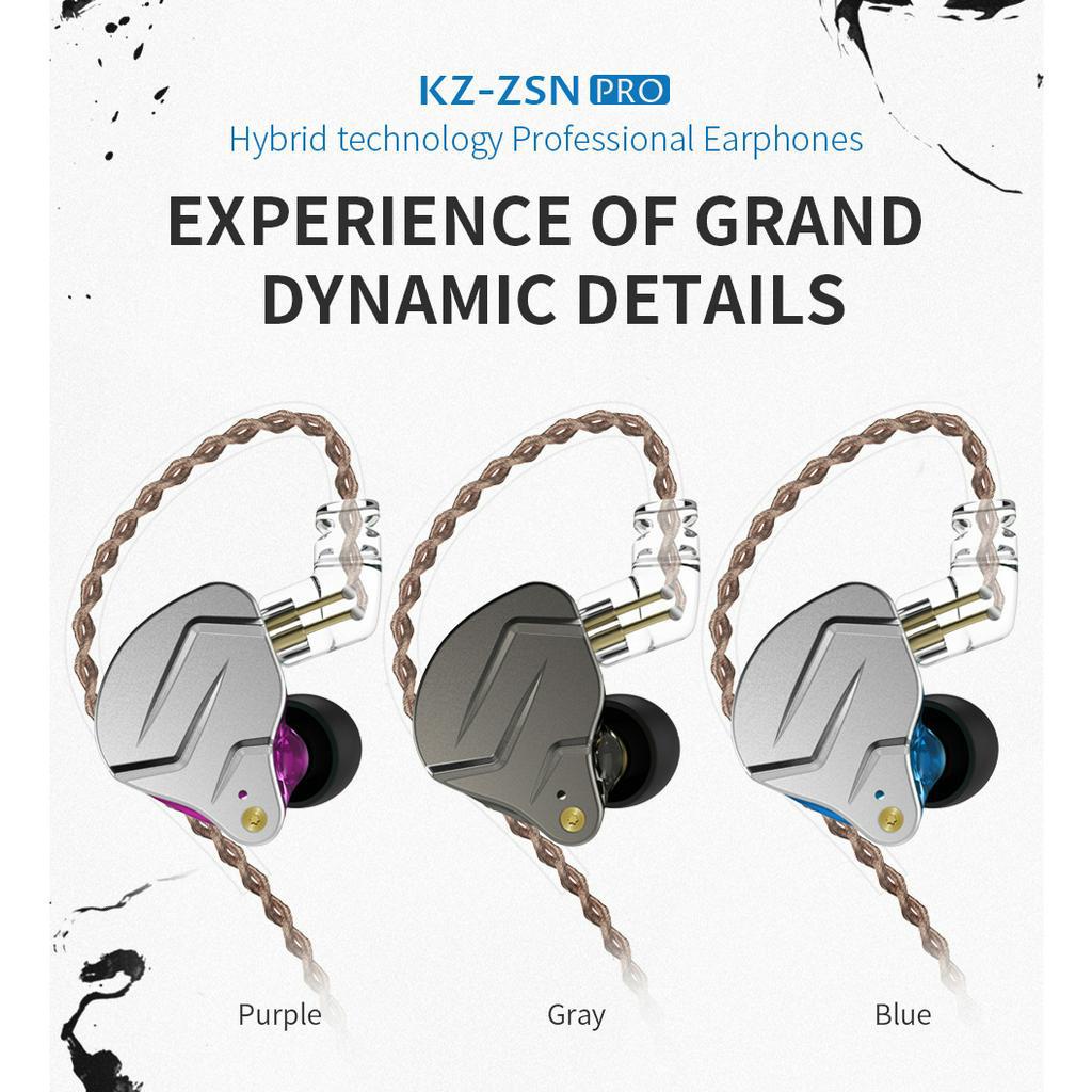 KZ ZSN PRO  Hybrid Earphone with MIC In Ear Earphone Headset Hybrid 1BA 1DD HIFI Bass Dual Driver with MIC