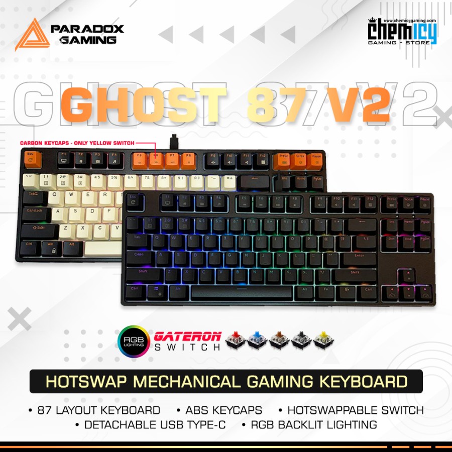 Paradox Gaming GHOST87 V2 Black Hotswap RGB Mechanical Gaming Keyboard