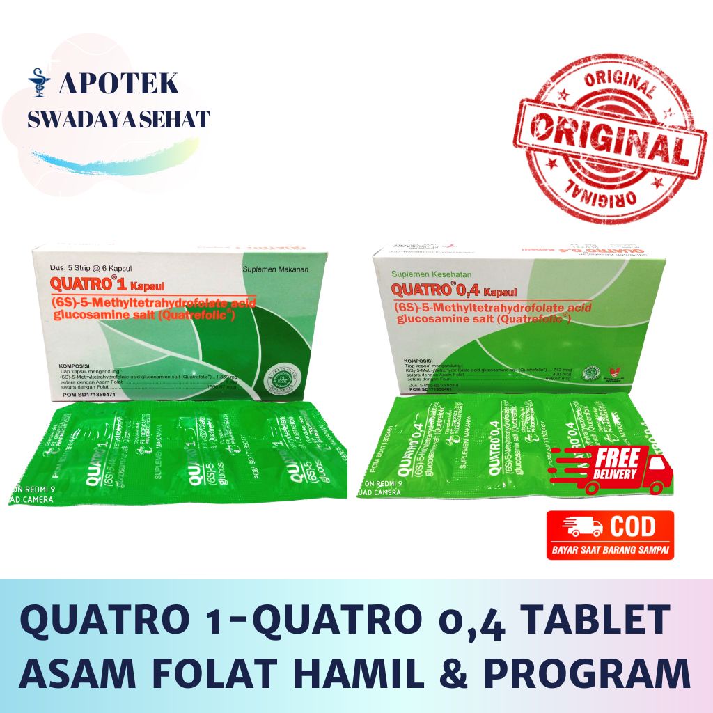 QUATRO 1 Strip - Tablet - Quatro 0,4 - Asam Folat Untuk Ibu Hamil Anemia Promil Program Hamil