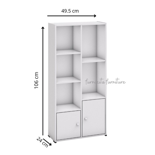 LEMARI BUKU SERBAGUNA 7 SUSUN 2 PINTU MINIMALIS  / RAK KAYU SERBAGUNA