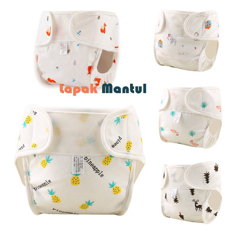 LM-0064 POPOK Kain Clodi Bayi Dapat Dicuci - Baby Cloth Clodi Diaper Korea Motif Karakter Lucu