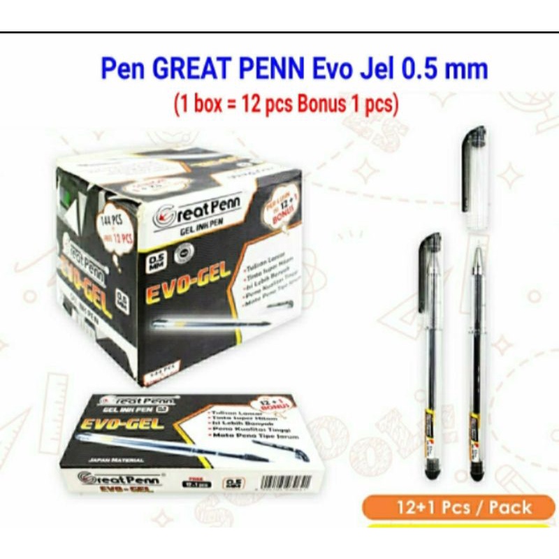 

Pulpen Bolpen GREATPENN EVOGEL (12+1)
